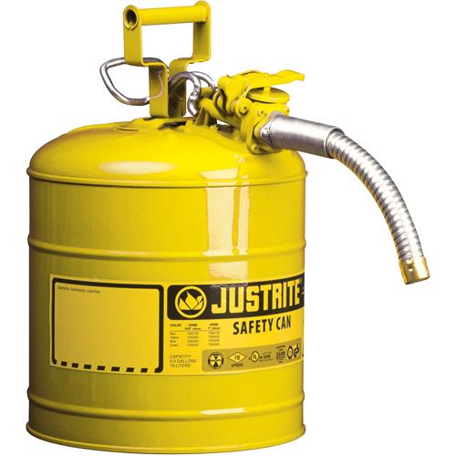 AccuFlow™ Safety Cans, Type II, Steel, 5 US gal., Yellow, FM Approved/UL/ULC Listed