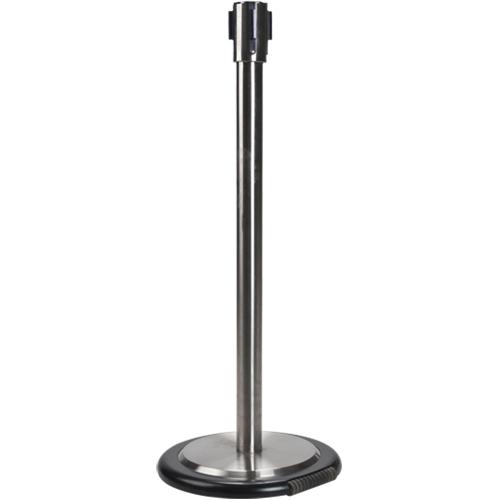 Free-Standing Crowd Control Barrier Receiver Post With Wheels, 35" High, Stainless