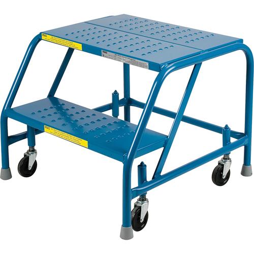 Rolling Step Ladder with Locking Step, 2 Steps, 18" Step Width, 19" Platform Height, Steel