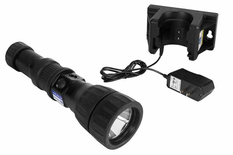 17W LED Flashlight - 15W, 2000 Lumen Spotlight / 2W, 300 Lumen Floodlight - Battery Rechargeable