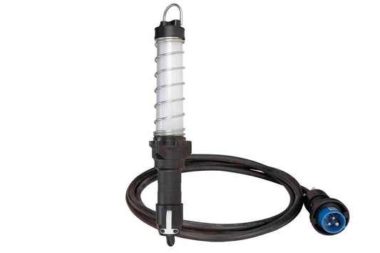 11W Explosion Proof LED Hand Lamp - 12V AC - Wire Guard - 40M 12/3 SOOW w/ Cord Cap - ATEX/IECEx