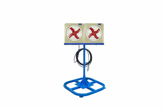 (2) 350mm Electric Explosion Proof Fans on Stand - 2000 CFM & 1450 RPM Per Fan - Pedestal Mount - ATEX Rated - 220V, 50Hz - 50' Cord w/ 16A EXP Pin/Sleeve Cord Cap