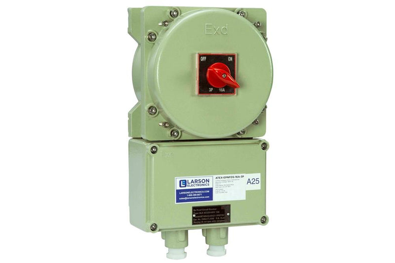 Flameproof Isolator/Disconnect Switch - 16A MCB - 480V, 2P - Aluminum - (2) 3/4" NPT - ATEX - (1) NO & (1) NC Auxiliary Contacts