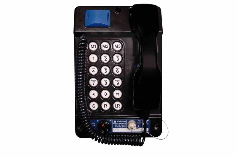 Explosion Proof Phone w/ Dial Pad - 18 Buttons, Analog - Stainless Steel Cord - Black/ATEX Rated