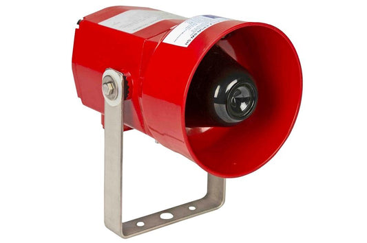 8W Explosion Proof Powered Loudspeaker - Broadcasts Voice/Speech - Short Horn Series IIB - Aluminum Alloy - Bracket Mount - ATEX Rated