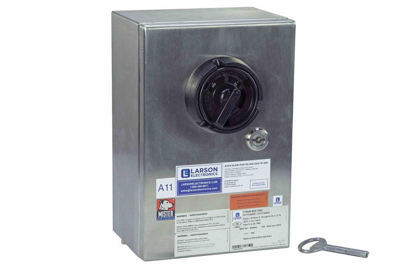 16A Flameproof Disconnect - ATEX/IECEx - 110-240V AC - 316L Stainless Steel - (2) M25 Hubs - IP66