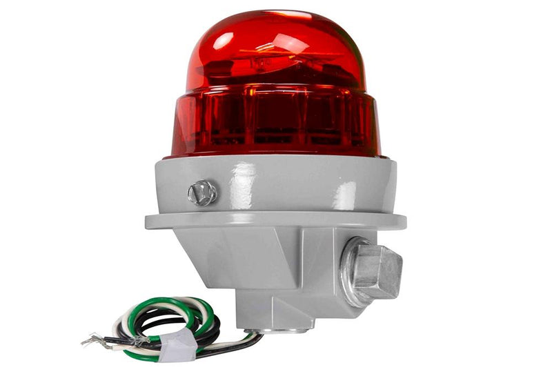 5.5W L810 LED Obstruction Light - Single Lamp - Red Lens w/ Wire Guard - 120-240V