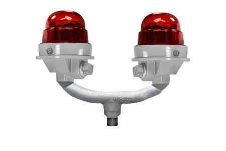 Larson 11W L810 LED Obstruction Light - Dual Lamp - Red Lens w/ Wire Guard - 120V - 1" Hub
