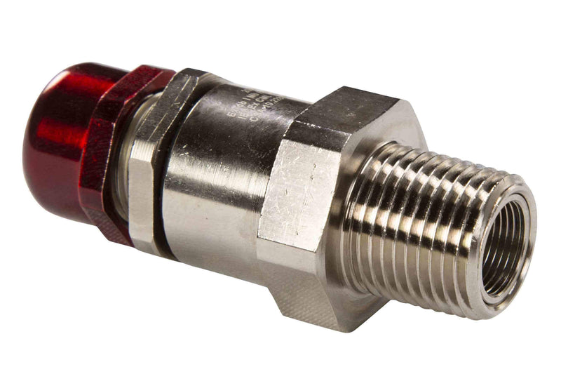 Larson Explosion Proof Cable Gland - 1/2" NPT - Nickel Plated Brass - ATEX Rated, N4X - 0.26-0.53" Cable OD