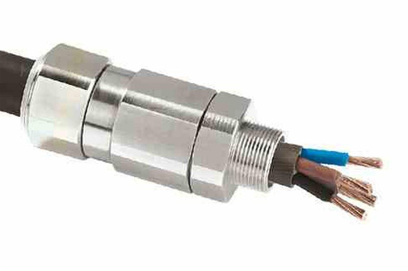 Explosion Proof Cable Gland - M32 NPT - Nickel Plated Brass - ATEX Rated N4X 20.1MM-27.4MM Cable OD