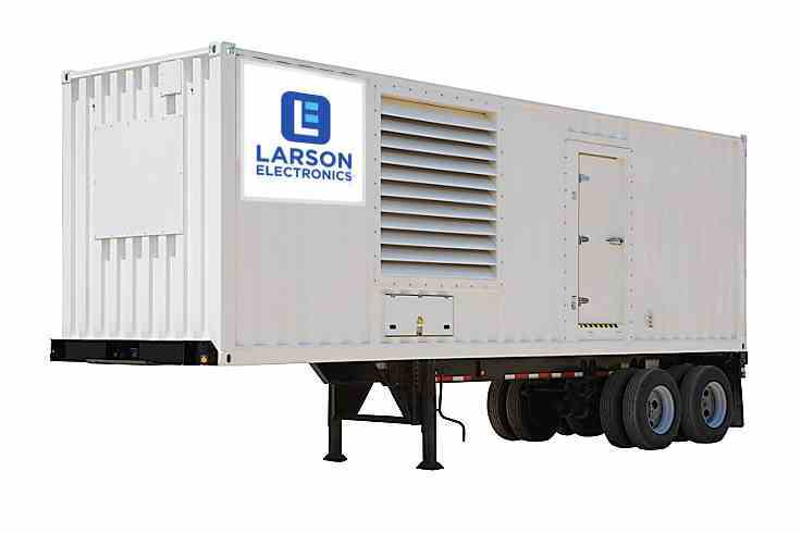 Larson 1 Megawatt Container Trailer Mount Diesel Generator  480V or 240D/120CT 3PH  1,250 Gal Fuel Capacity