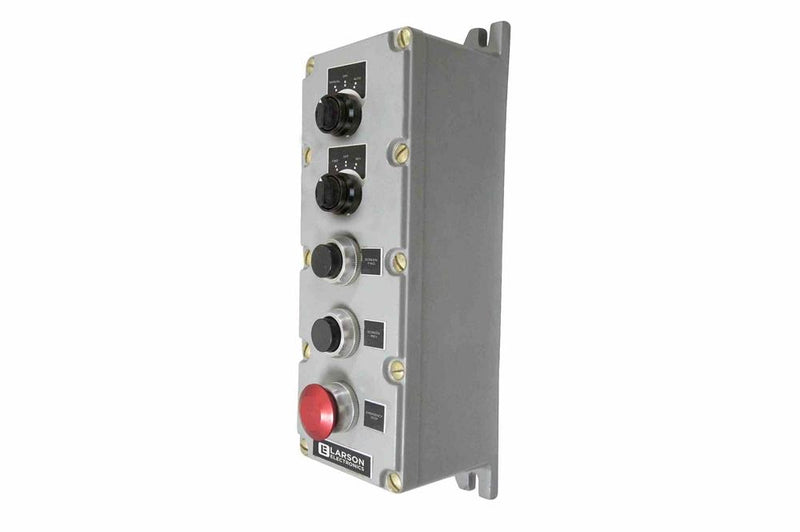 Explosion Proof Control Station - Class I, II, III- (1) E-stop, (2) PBs, (1) 3-Pos Switch, (1) PL/Green - NEMA 7/9