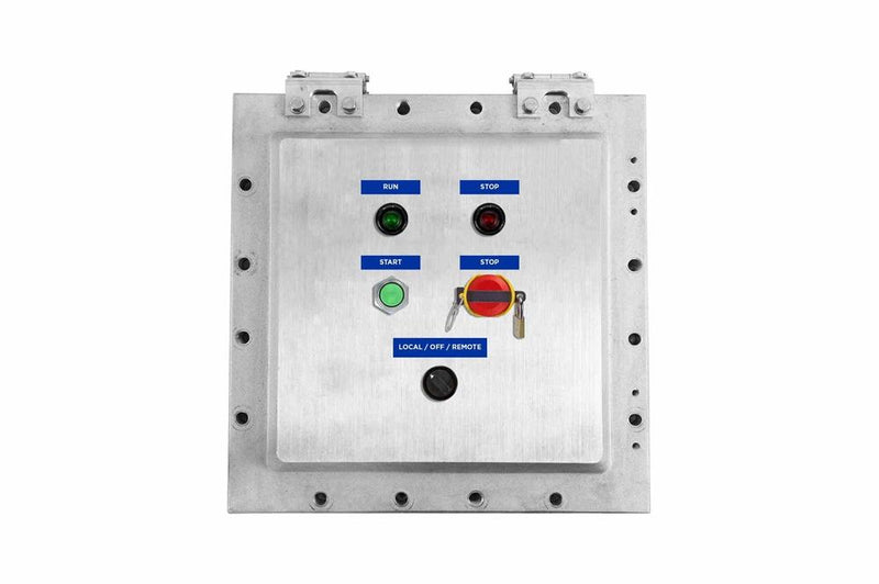 Explosion Proof Control Station - C1D1/C2D1 - (2) LED Pilot Lights, (1) PB, ( 1) E-stop, (1) 3-Pos Switch - (1) Hub