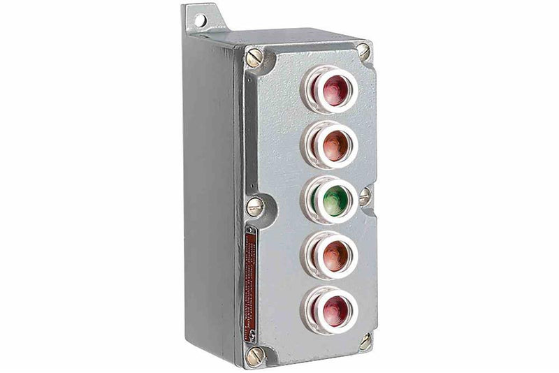 Explosion Proof Control Station - Class I/II/III - (5) LED Pilot Lights -Red, Amber, Green, Amb, Red