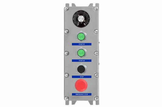Explosion Proof Control Station - C1D1/C2D1 - (3) PBs, (1) E-stop - 10k Ohm Potentiometer - 24V