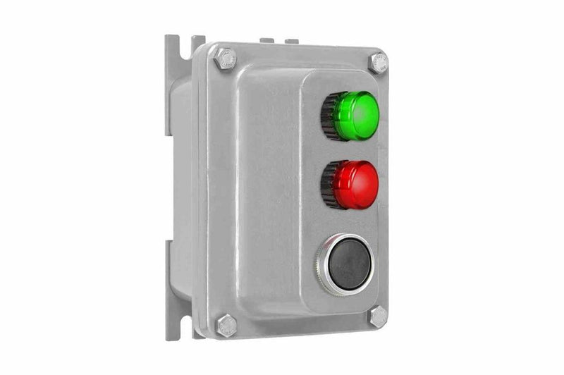 10A Explosion Proof Push Button w/ LED Pilot Lights - Class I, II, III - (2) 10A LED PLs - Momentary PB