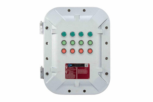Explosion Proof Control Station - C1D1 - (8) 20A Rated Momentary Push Buttons - Surface Mount, (4) Hubs