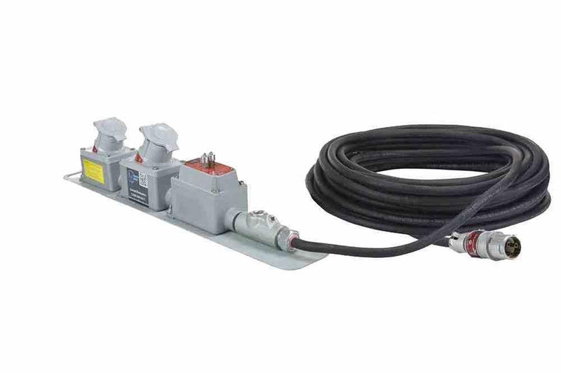 Explosion Proof Extension Cord, 2 NEMA Outlets, GFCI, 20' Cord, Pin/Sleeve Plug, 20 Amps