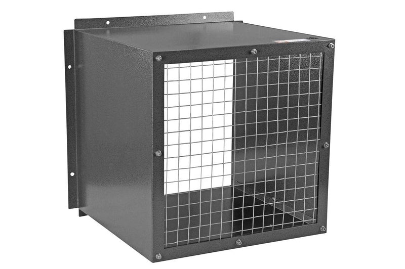 Box Shroud and Grill Guard for Wall Mounted Fan - Aluminum - Powder Coated Grey Finish