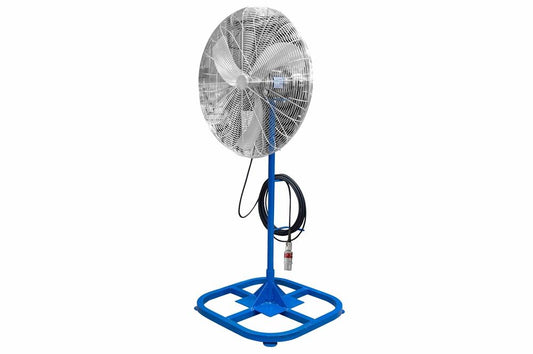 30" Electric Explosion Proof Fan on 4' Pedestal Mount - 8723 CFM - 100' Cord - Pin/Sleeve Cord Cap