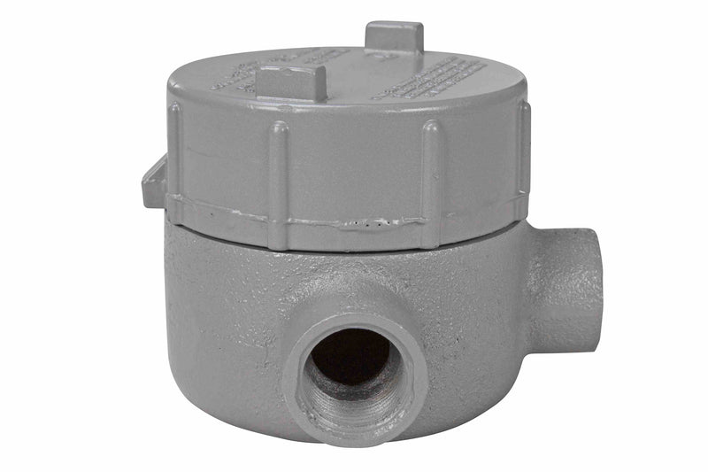 Larson Explosion Proof Junction Box - Class I,II,III - 2-Port, L-shaped Outlet Body w/ Cover - 3/4" NPT Hubs