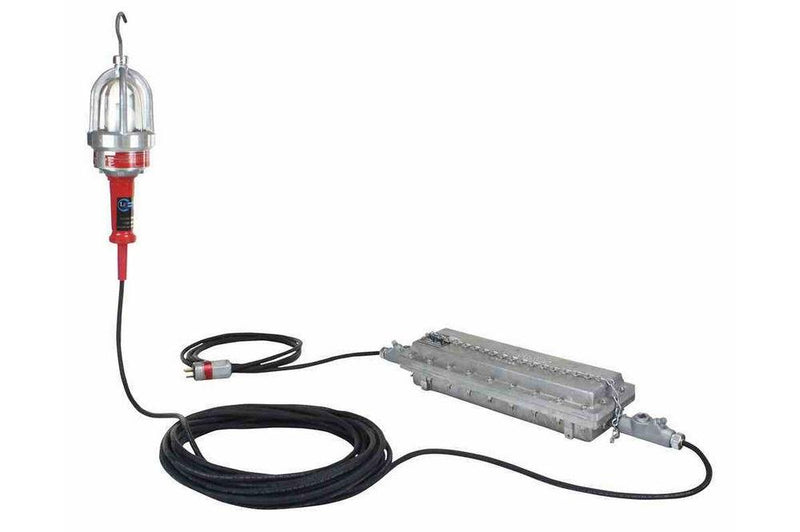 Explosion Proof Drop Light (Hand Lamp) with C1D1 Inline Transformer - 100' Cord - 120VAC to 24V - EX