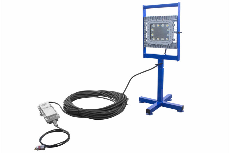 Larson 150 Watt LED Explosion Proof Light - Base Stand Mount 120-277V Stepped Down to 24V - 200' Cord