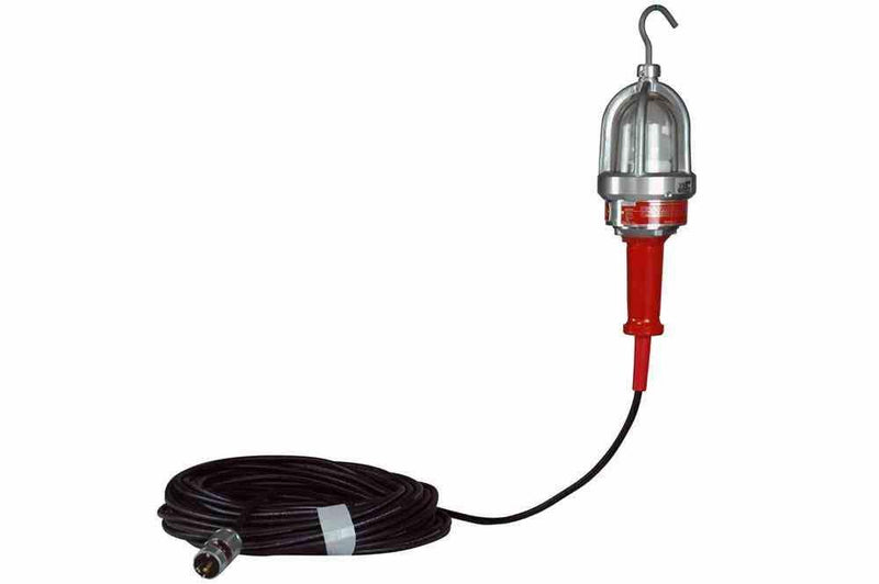 Explosion Proof Hand Lamp w/ ATEX DXN Plug - 100' SOOW Cord - 60/100 Watt - 220VAC