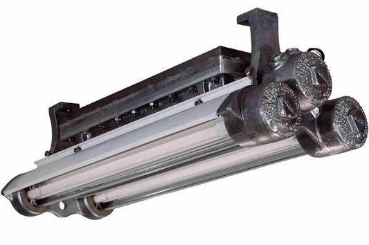 Explosion Proof Fluorescent Light - Paint Booths, Rigs - 2', 2 Lamp Fixture - Bi-Axial Bulb Design
