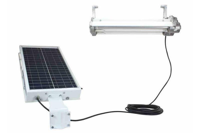 Solar Powered Explosion Proof LED Lighting - 2 Foot, 2 Lamp Fixture - Class 1, Div. 1 - 100' Cord