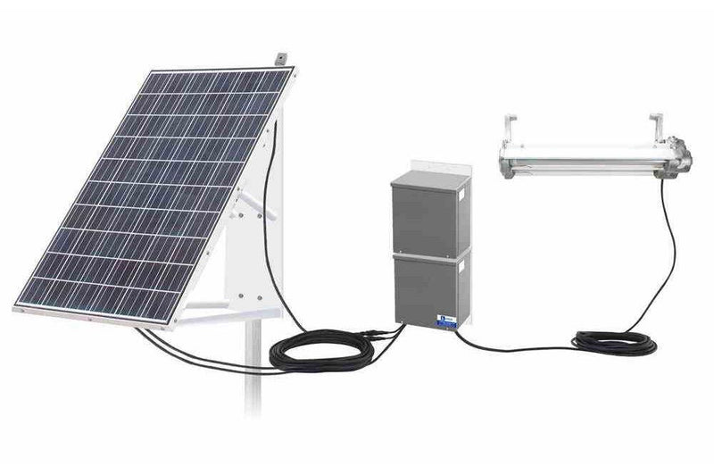 Explosion Proof Solar LED 2' Dual Lamp Fixture - C1D1 - Day/Night Sensor - External Battery Pack