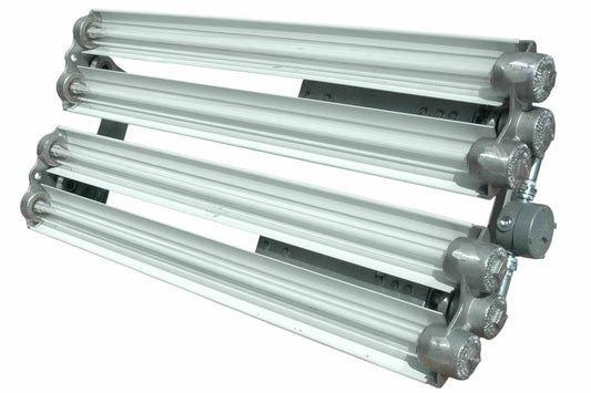 Larson Explosion Proof Fluorescent Lights for Paint Booths - 4 Foot - 3 Lamp - T5HO, T8, T12HO