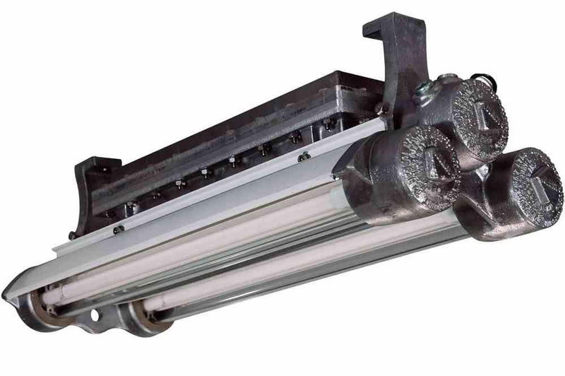 Explosion Proof Fluorescent Emergency Light with Battery Backup - 2' 2 Lamp Fixture - Bi-Axial Bulb