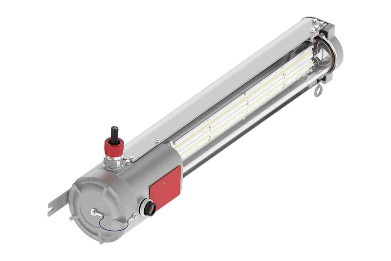 Larson Explosion Proof Integrated Linear LED Fixture - Class I, II, III - 14,000 lms - Diffused Glass Lens - Emergency Backup - IP66/Red