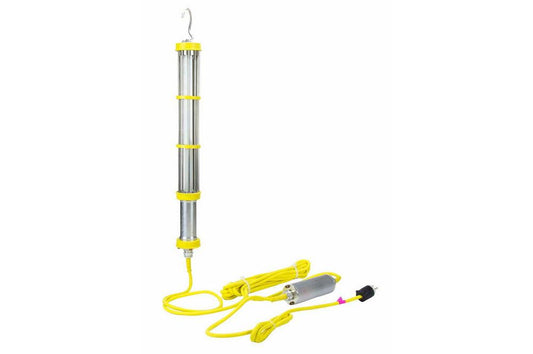 Explosion Proof 15 Watt Fluorescent Aluminum Drop Light - C1D1 - 100' Cord - 220V 50Hz - Schuko Plug
