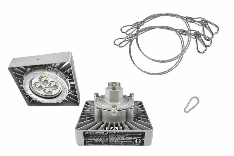 150W Explosion Proof High Bay LED Light Fixture - C1D1 - 347/480V - Paint Spray Booth, Safety Cable Mount - 5' 16/3 SOOW Cord