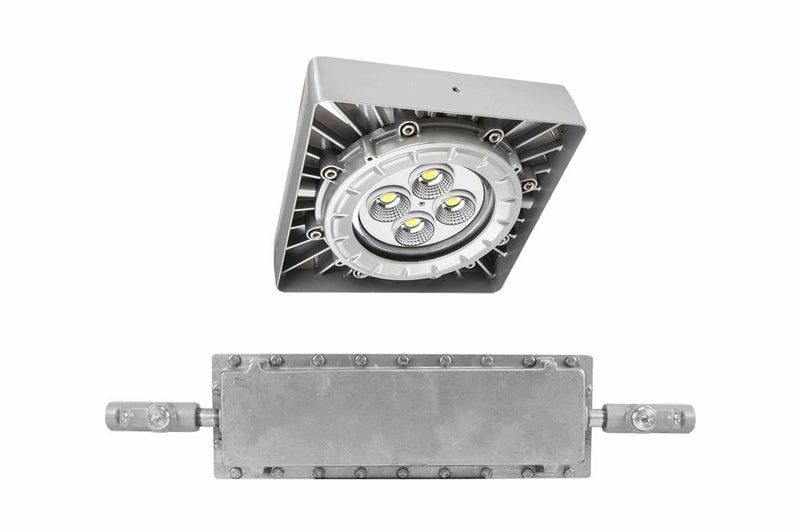 50W Explosion Proof Low Bay LED Light Fixture - C1D1 - Paint Spray Booth Approved - 347/480V - 7,000 lms