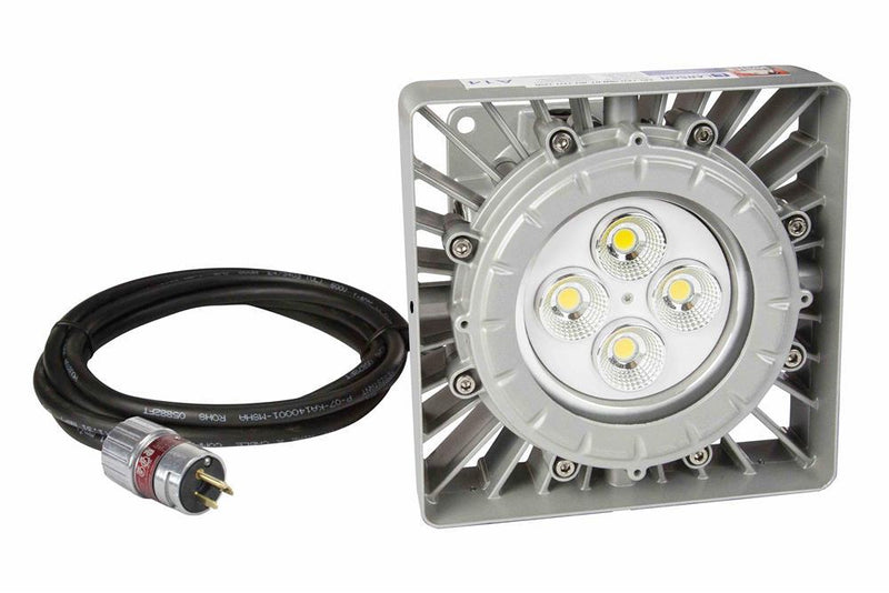 50W C1D1 Explosion Proof Low Bay LED Light Fixture - 7000 Lumens - 30' SOOW Cord w/ EPP Cord Cap