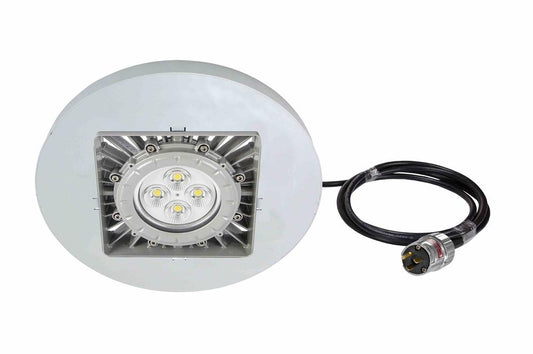 50W C1D1 Explosion Proof Low Bay LED Light Fixture - Round, 7000 lms - 6' SOOW Cord w/ EPP Cord Cap