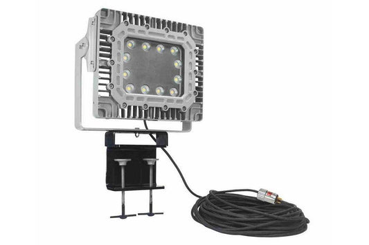 150W Explosion Proof LED Flood Light - I-Beam Mount - 21,000L - 100' SOOW EXP Plug - Wiring Hub