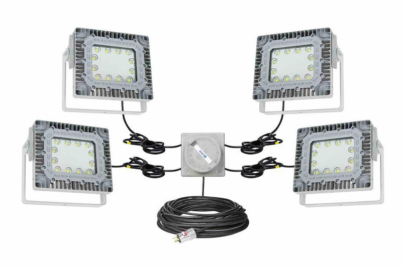 600W Explosion Proof Light Tower Kit - 70,000 Lumens - 16/2 SOOW - Central Junction Box w/ EXP Plug