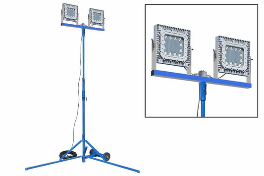 Low Voltage 300 Watt Explosion Proof LED Light Tower - Quadpod Mount - C1D1 - 100' Cord w/ EXP Plug