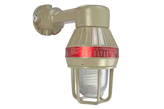 26W Explosion Proof Compact Fluorescent Light - Class I, II, III - 120-277V AC - 1850 lms - Glass Globe/Lamp Guard - NEMA