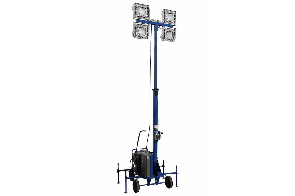 Explosion Proof Portable LED Light Tower - Extends to 20ft - Wheeled Mobile Unit - Four 150 Watt LED