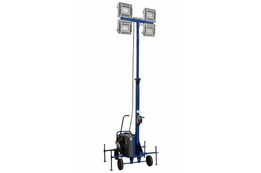 Explosion Proof Portable LED Light Tower - Extends to 20ft - Wheeled Mobile Unit - Four 150 Watt LED