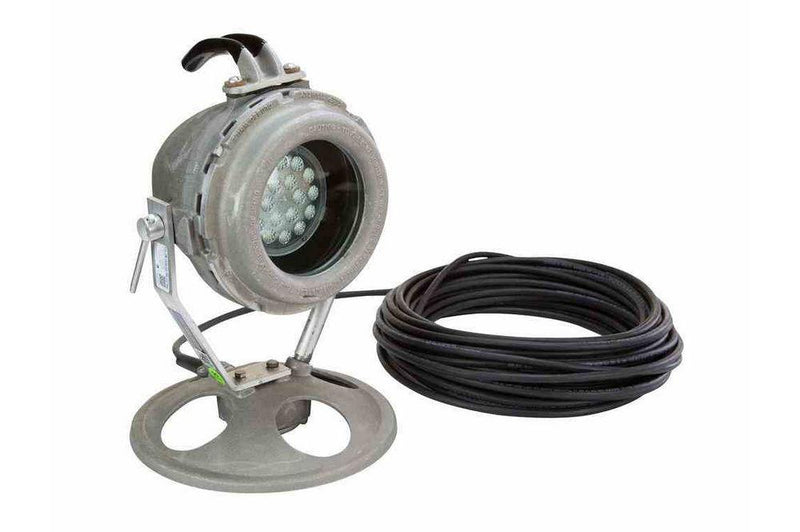 25W Explosion Proof LED Light - 120-277VAC or 11-25V AC/DC - Pedestal Mount - 100' Cord w/ EPP Cap