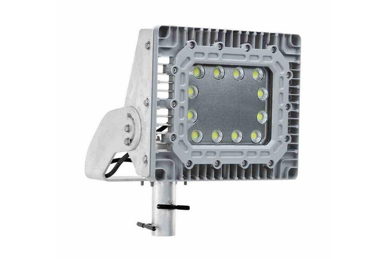 347/480V Explosion Proof 100 Watt Adjustable Pole Top Slip Fit Mount LED Light Fixture - Yoke Mount