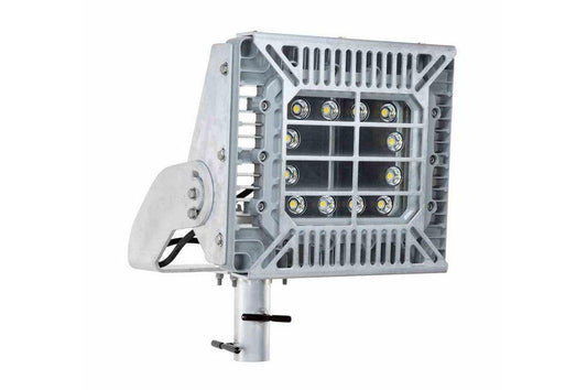 150W Explosion Proof Adjustable Pole Top Mount LED Light Fixture - Slip Fitter Yoke - Wire Guard