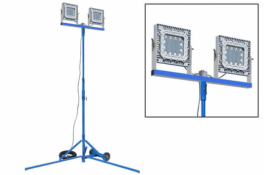 300W Explosion Proof LED Light Tower - Tripod Mount - C1D1 - 25' 16/3 SOOW Cord w/ Weatherproof Plug