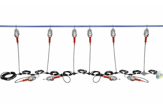 Explosion Proof LED String Lights - 10 Lamp - Daisy Chain Connection - 12/3 - 12' Spacing - 12' Drop